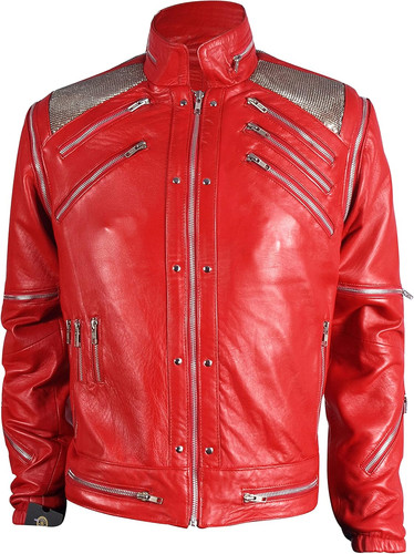 Leather Verse MJ(Premium Quality Sheep Leather) Beat it Leather Jacket Red Color0.jpg