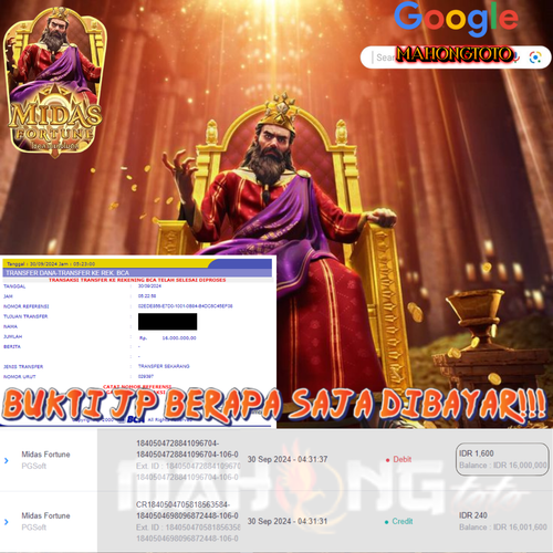 SELAMAT KEPADA ID XXXX JACKPOT PERMAINAN MIDAS FORTUNE PGSoft DI WEB MAHONGTOTO