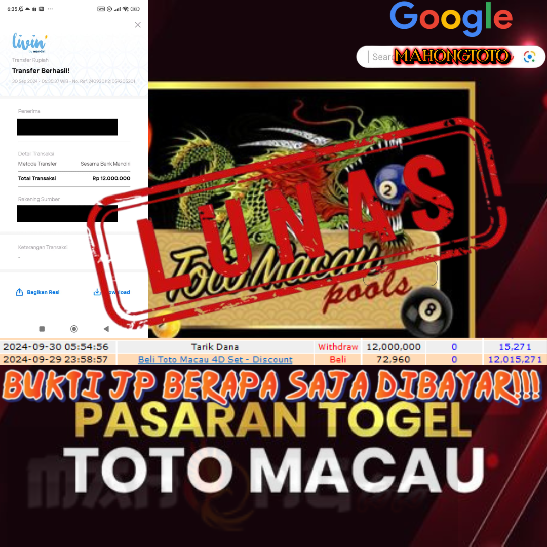 SELAMAT KEPADA ID XXXX JACKPOT POOL TOTO MACAU DI WEB MAHONGTOTO