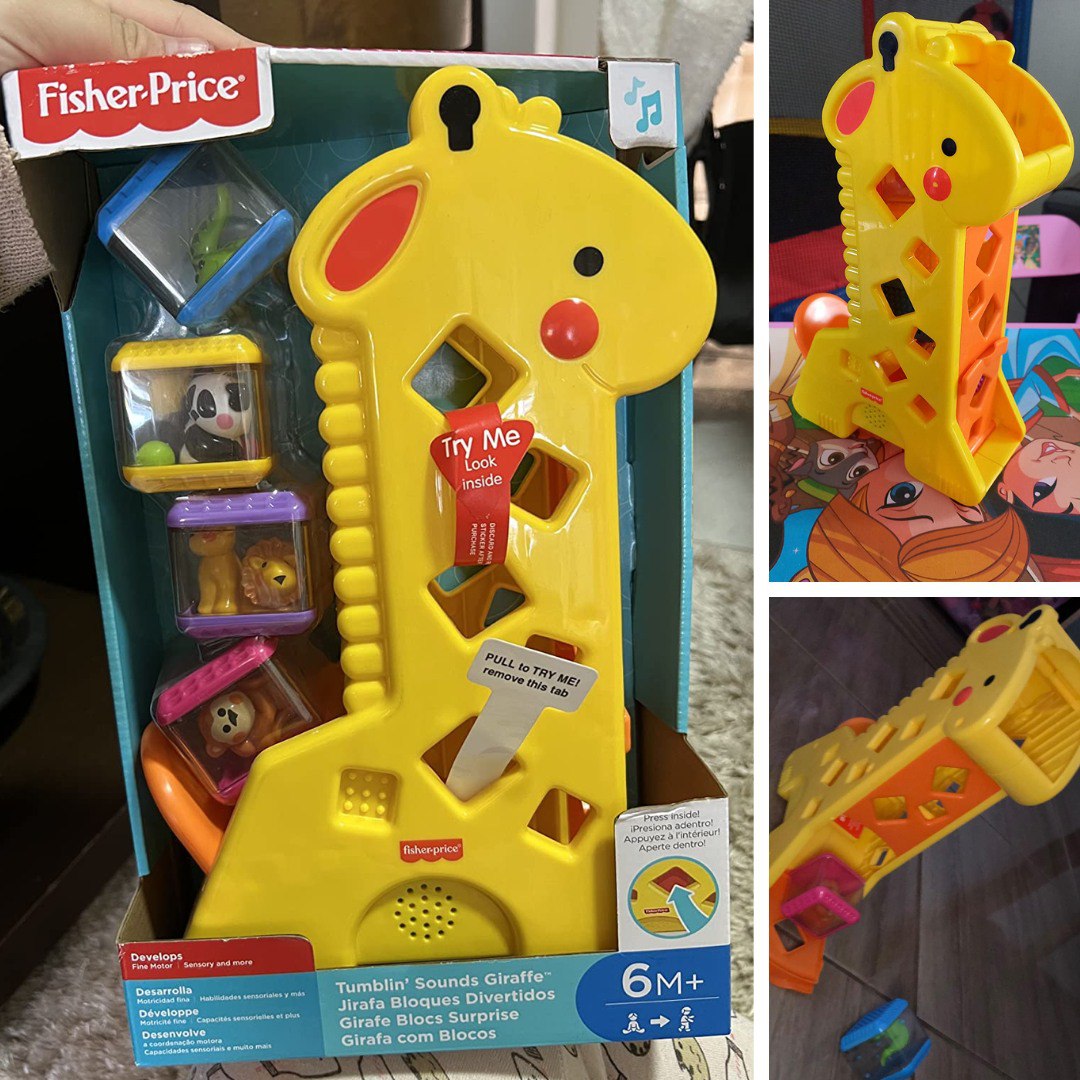 Fisher-Price, Girafa com Blocos Pick-A-Blocks, Com Atividades de Desenvolvimento, Sons e Músicas, Brinquedos para Bebês, A partir de 6 meses