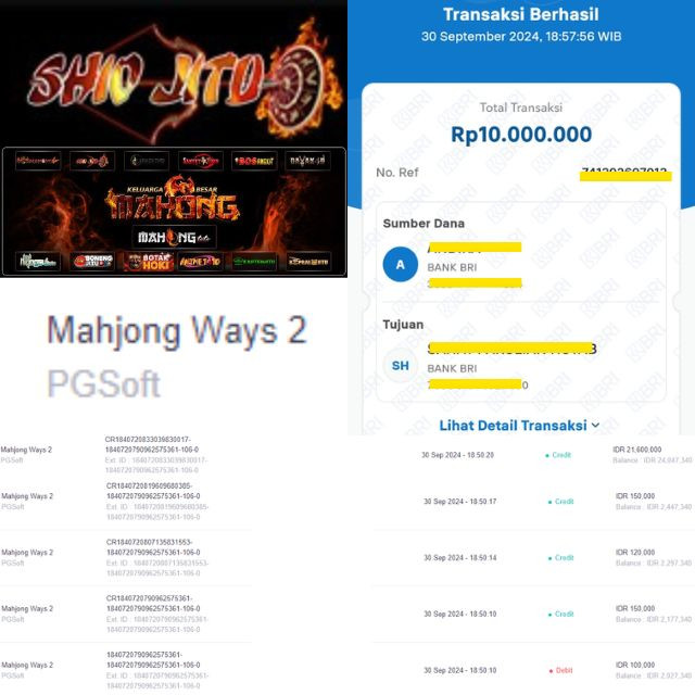 SELAMAT KEPADA ID XXXX JACKPOT PERMAINAN MAHJONG WAYS 2 PGSoft DI WEB SHIOJITU