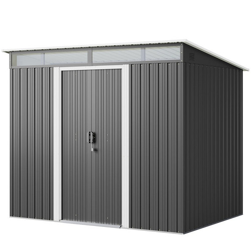 Gizoon Waterproof Metal Outdoor Tool Storage Garden Shed with Lockable Double Sliding Doors and 2 Tr.jpg
