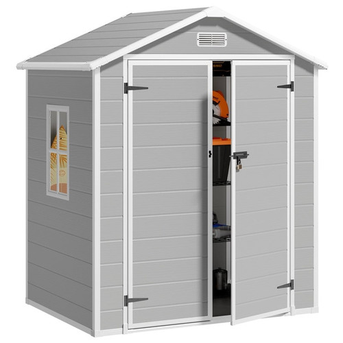 Gizoon Durable Resin Outdoor Storage Shed with Floor%2C with Windows and Lockable Double Doors.jpg