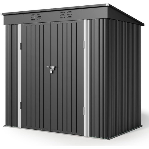 Gizoon Lockable Outdoor Tool Metal Storage Garden Shed with Metal Chassis%2C with Sloping Roof.jpg