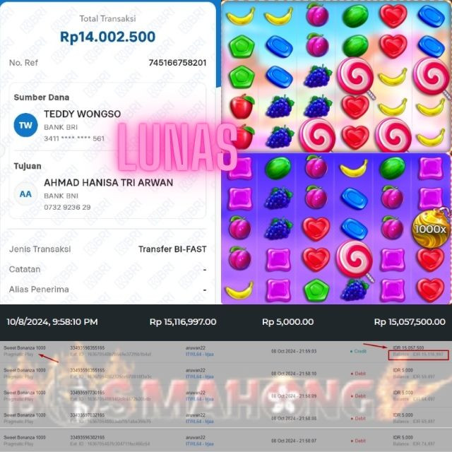 SELAMAT KEPADA ID XXXX JACKPOT PERMAINAN Sweet Bonanza 1000 Pragmatic Play DI WEB BOSMAHONG