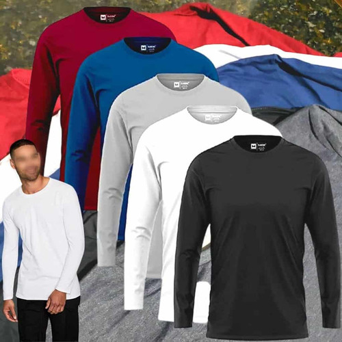 Kit 5 Camisetas Manga Longa Masculinas Slim Algodão 30.1 Zaroc.jpg
