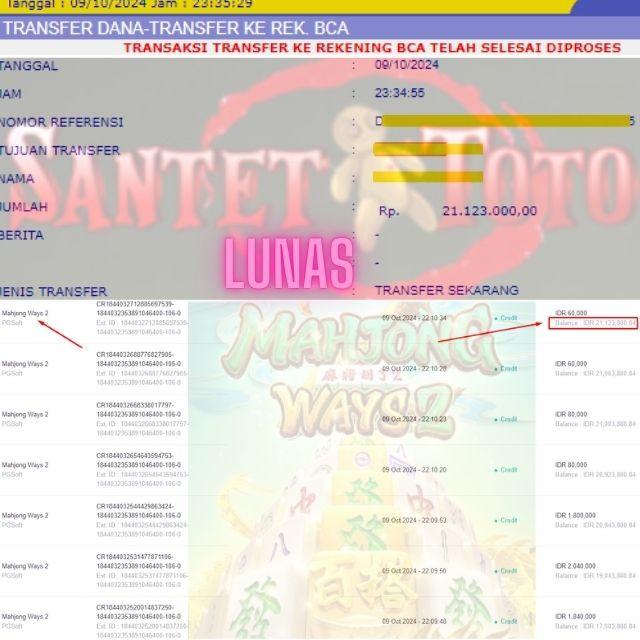 SELAMAT KEPADA ID XXXX JACKPOT PERMAINAN Mahjong Ways 2 PGSoft DI WEB SANTETTOTO