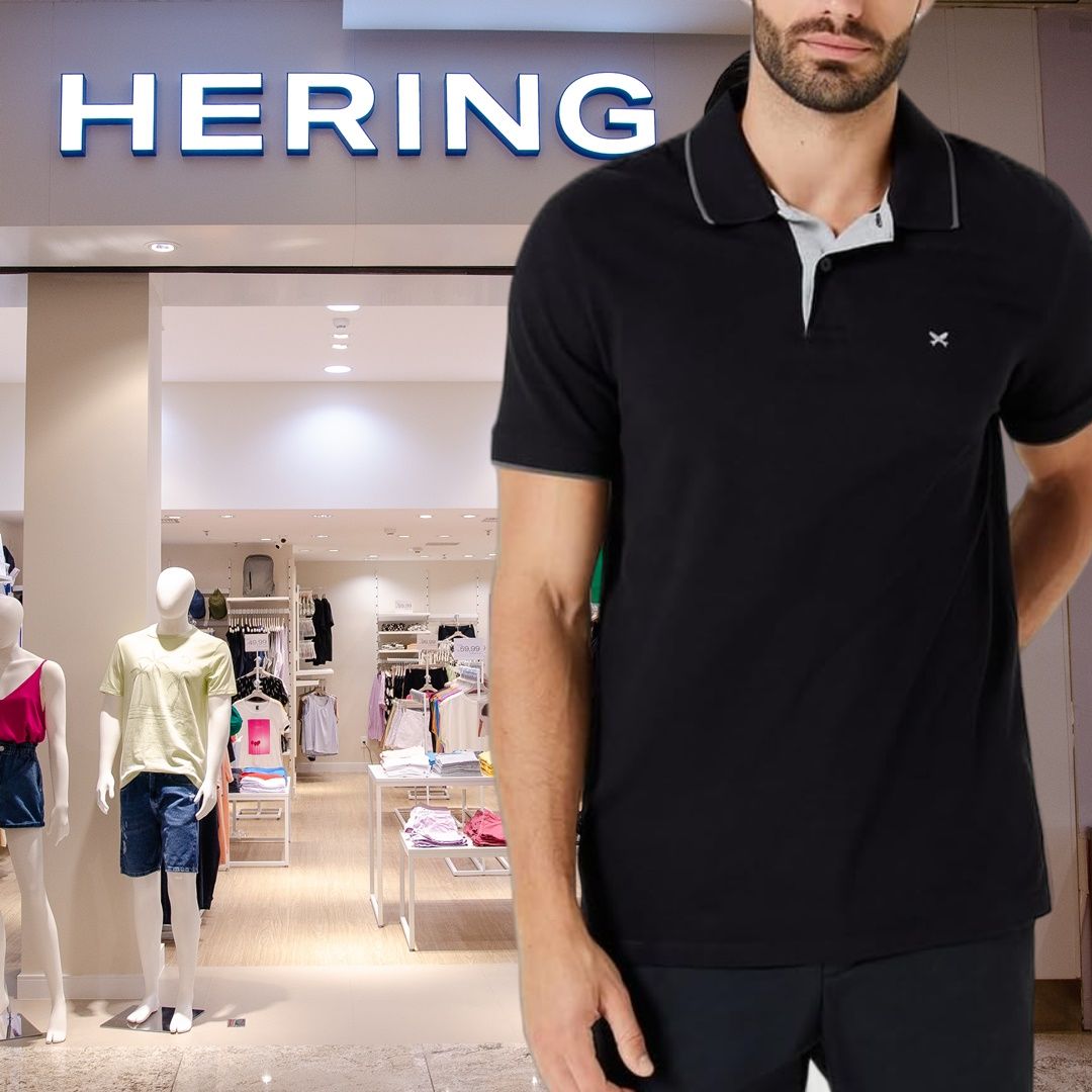 Camisa polo Camisa Básica Masculina Polo Em Malha Piquet Com Bordado, Hering, Masculino