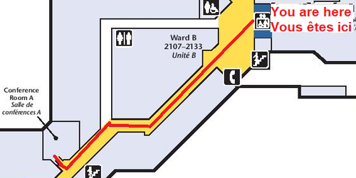 RehabCentre 2ndfloor You are here ComingfromDblElevators Goto Conference Room A.png