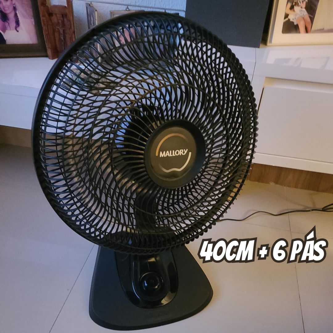 Ventilador Mallory Mesa e Parede Turbo Fresh Preto 40cm