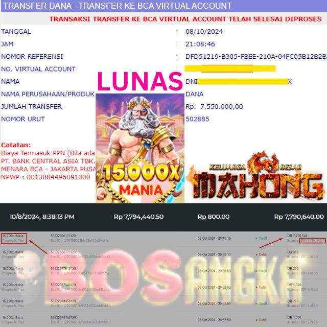 SELAMAT KEPADA ID XXXX JACKPOT PERMAINAN 15.000X MANIA DI WEB BOSANGKA