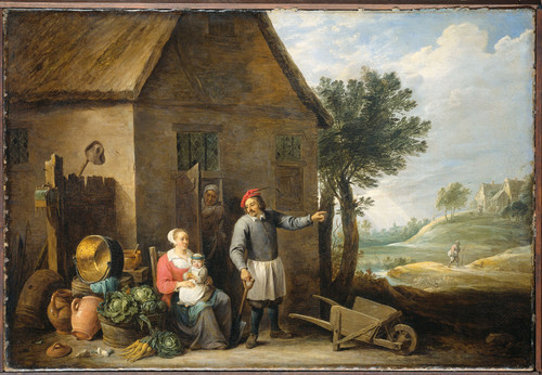 Teniers, David II Крестьянин с женой и ребенком у своего дома, 1670, 65 cm х 94,5 cm, Холст, масло