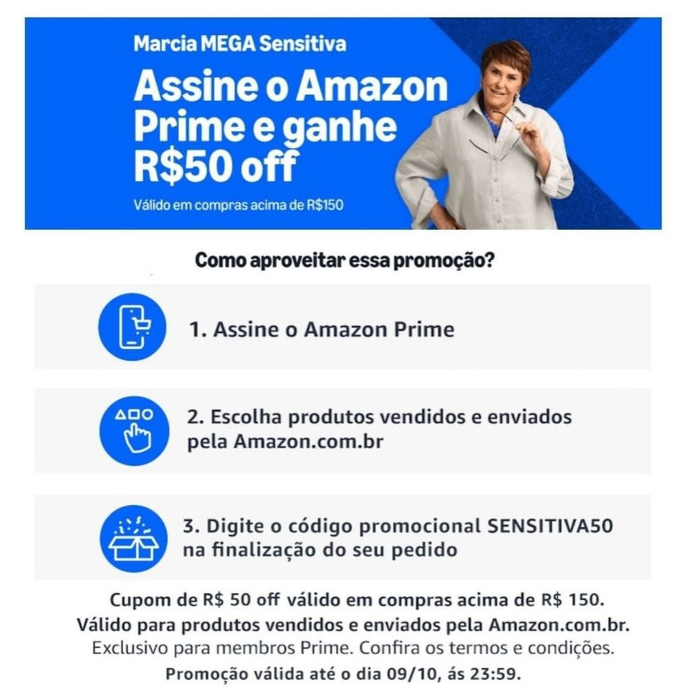 Cupom para Novos Assinantes Amazon Prime – R OFF em compras acima de R0