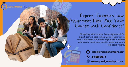 Struggling with taxation law assignments? Our expert team is here to help you ace your course with confidence! We provide high-quality, tailored solutions to meet your specific needs and ensure top-notch results. With our professional assistance, you can tackle complex topics effortlessly and achieve the grades you deserve.

Visit now:-https://www.myassignmentspro.com/taxation-law-assignment-help/