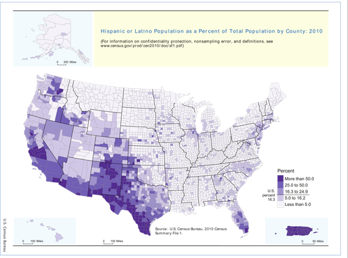 2010 US Census Hispanic Population by County.svg