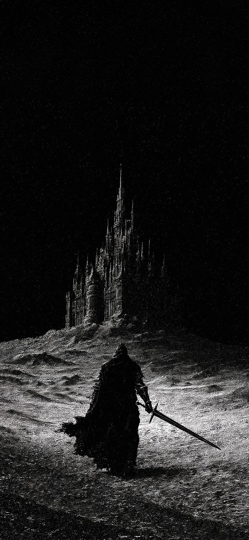 lonely sentinel dark knight and ruined castle live wallpaper 20609.jpg