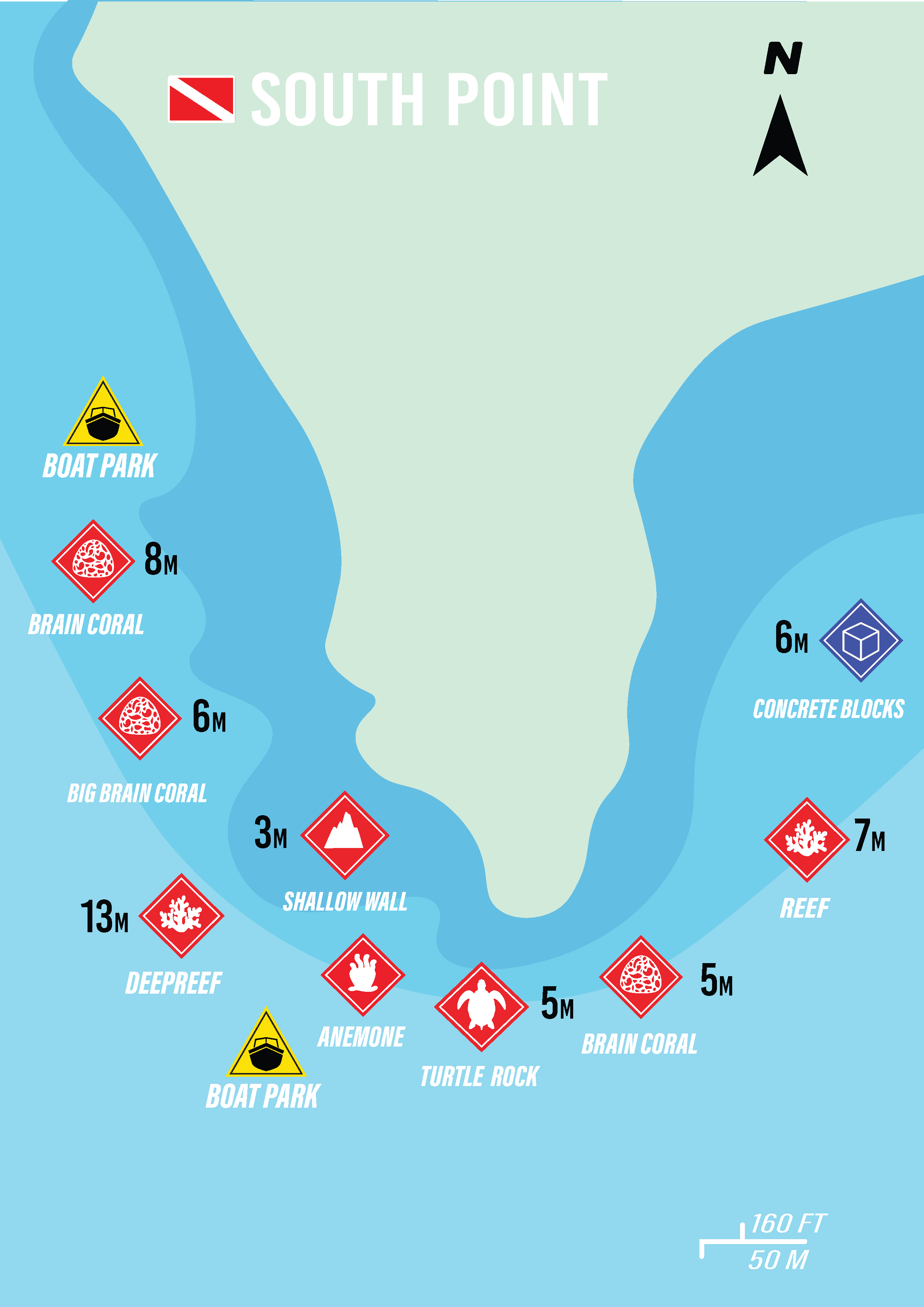 Dive map South Point