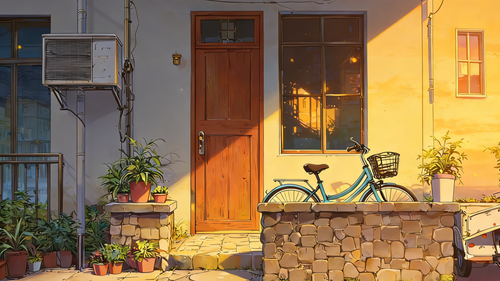 筒子楼下 傍晚.png