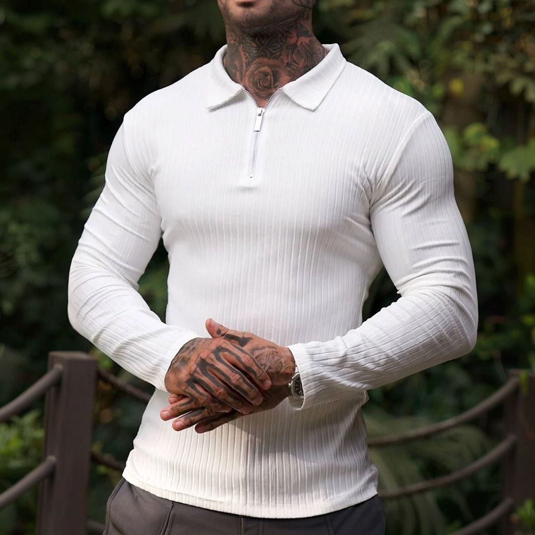 Camiseta Polo Manga Longa Com Zíper Lançamento