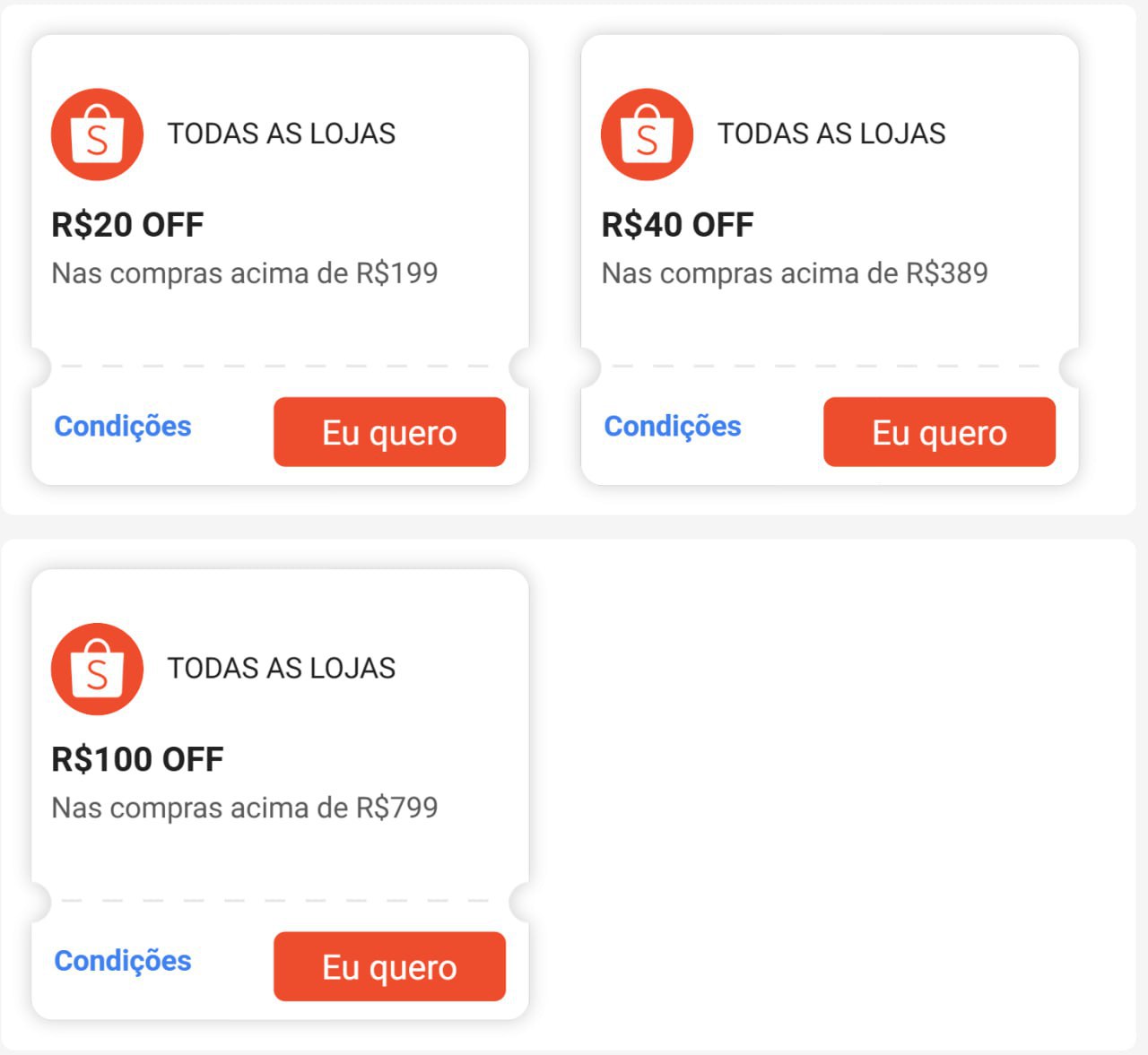 Cupons Shopee, para resgatar na pagina