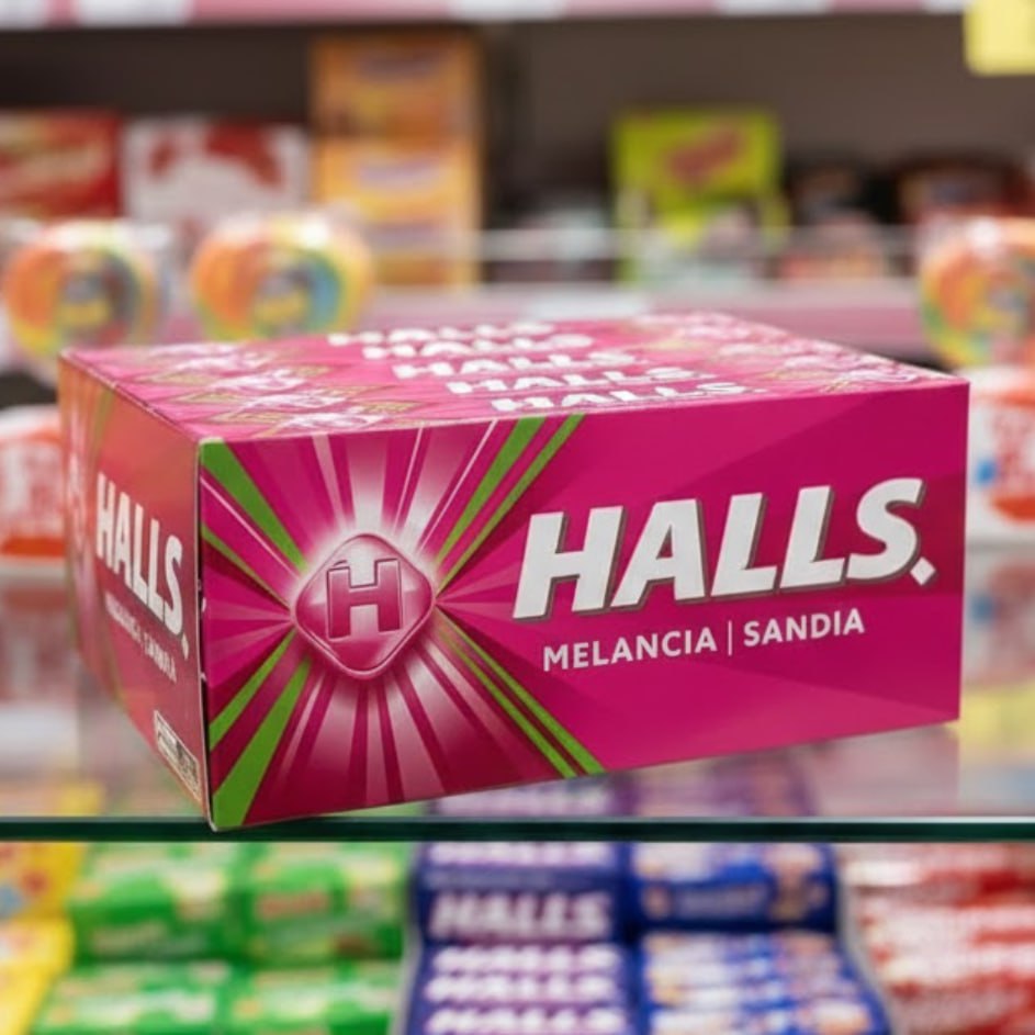 Bala Halls Melancia Caixa Com 21 Unidades De 28g