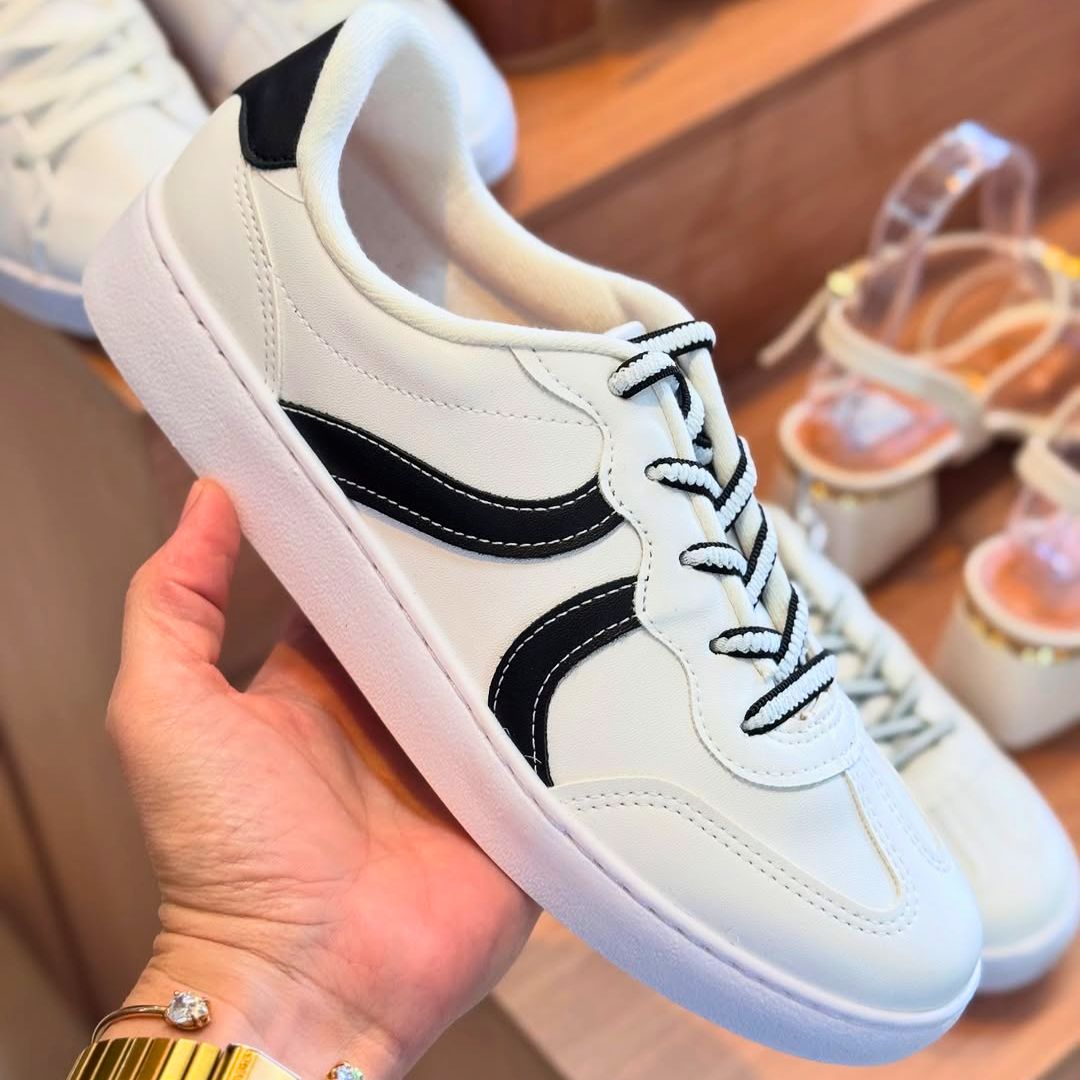 Tênis Feminino Casual Tramada E Pelica Com Cardaço Vizzano