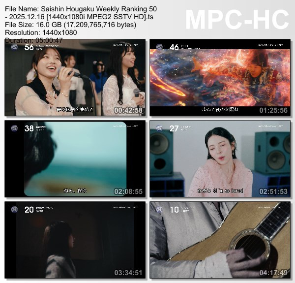 [TV-Variety] 最新邦楽ウィークリーランキング50 (SSTV 2025.12.16)