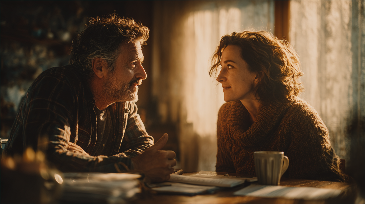 Пара обсуждает распределение ролей в семье