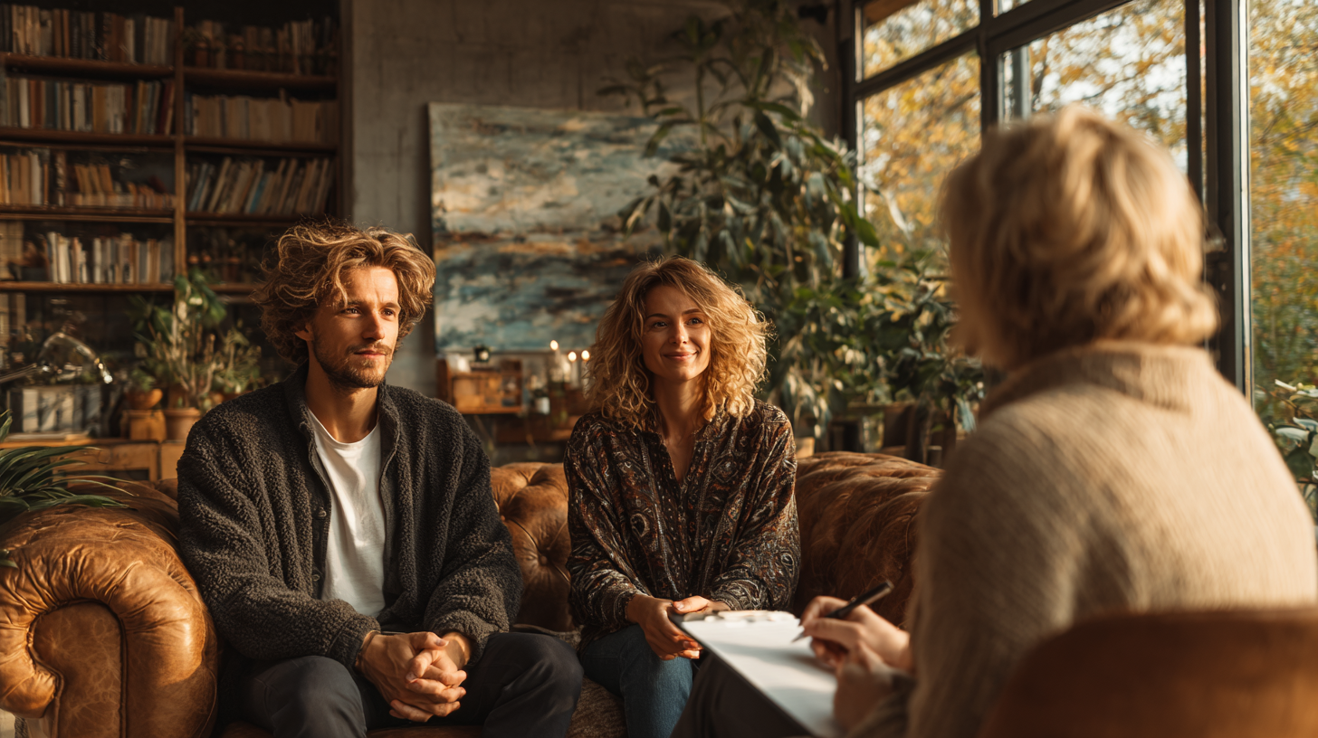 Молодые родители на консультации у семейного психолога