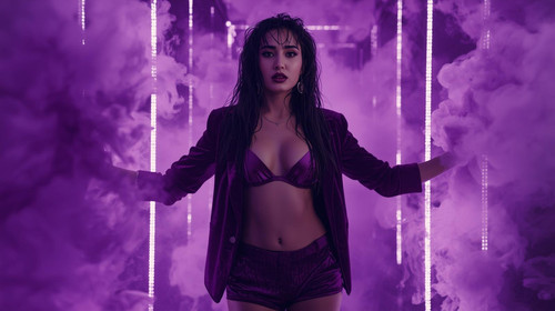 6. A sultry Indian songstress with wet look hair and dark berry lips, in a structured plum velvet bl.jpg