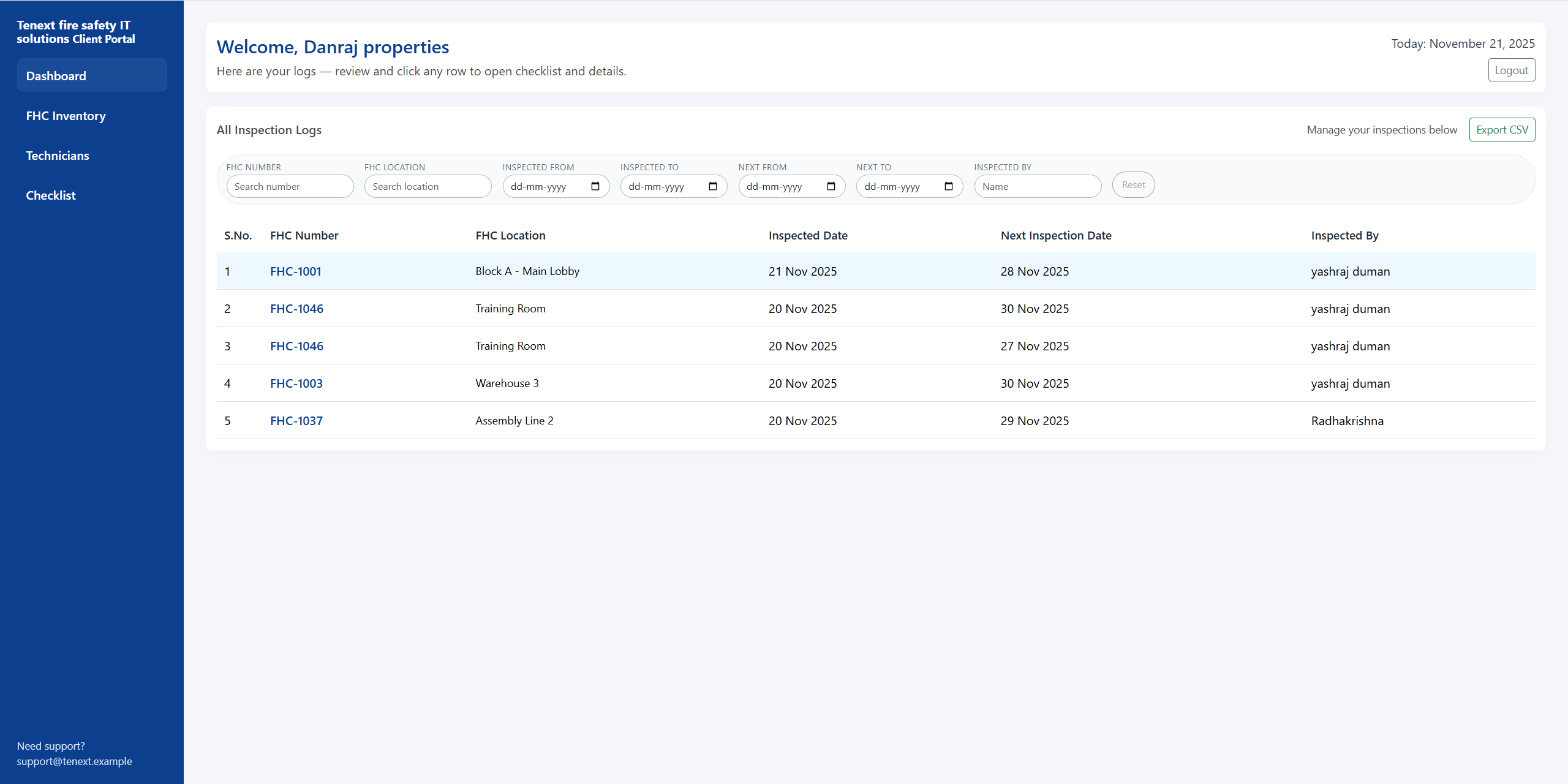 Dashboard Screenshot