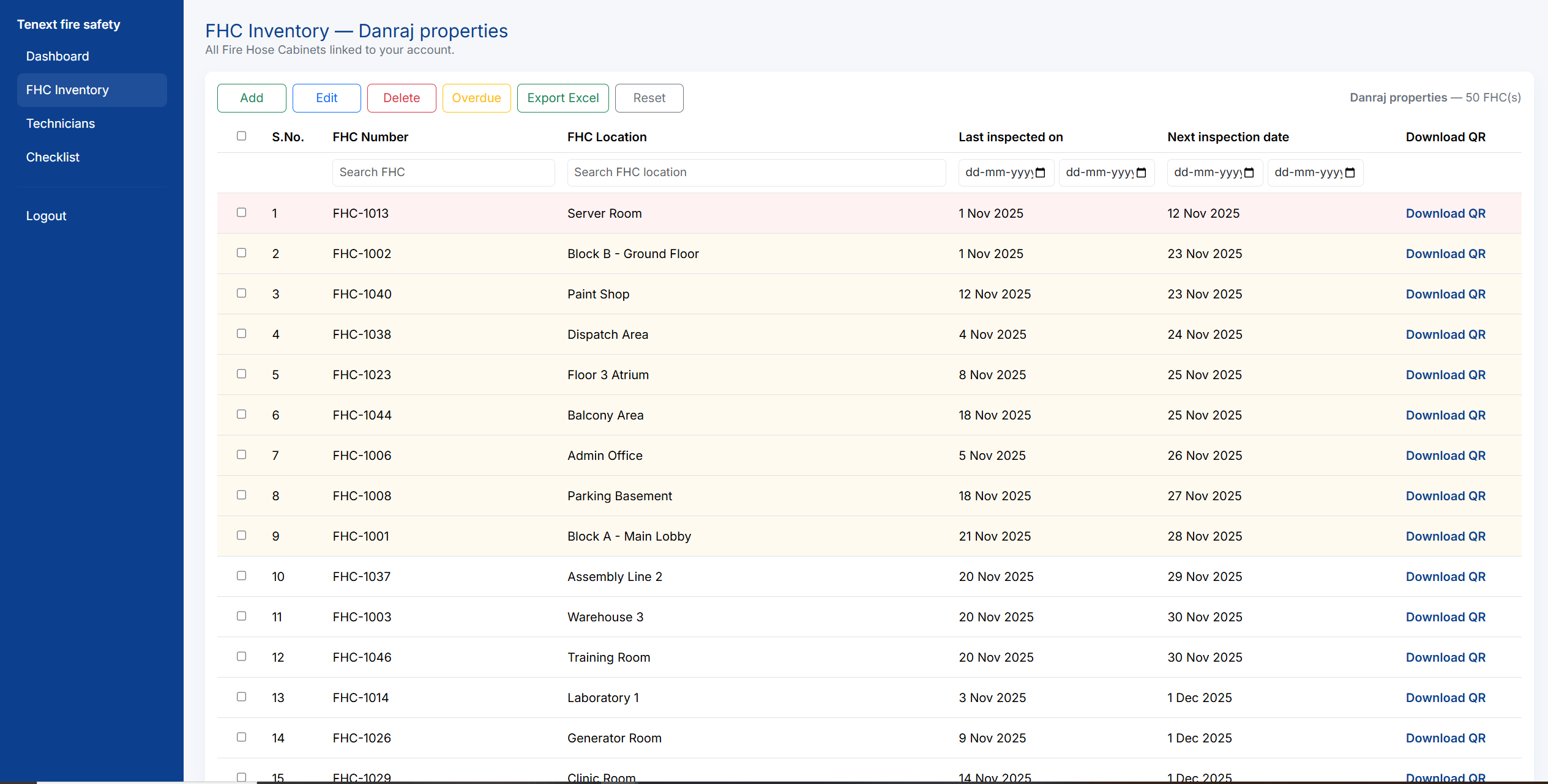 FHC Inventory Screenshot