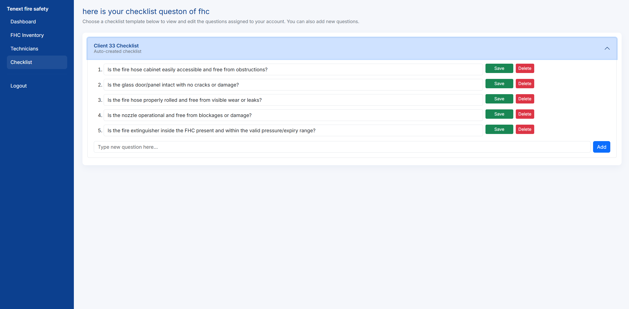 Checklist Editor Screenshot