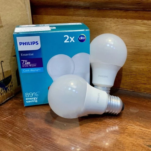 combo set 2 bong den led bulb tron philips essential ledbulb 7w e27 6500k 230v 2ct 6 apr a60 01