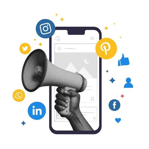 Social media marketing mobile phone concept influencer with trendy effet hand.jpg