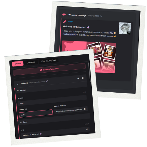 Welcome messages preview