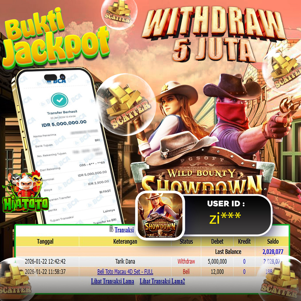 HIATOTO JACKPOT!!! Jackpot WILD BOUNTY  Sebesar Rp,5.000.000 Juta Di Bayar Lunas!