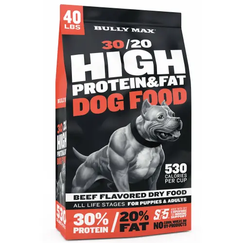 bully max high protein performance dog food beef 40 LB Real packaging front.webp