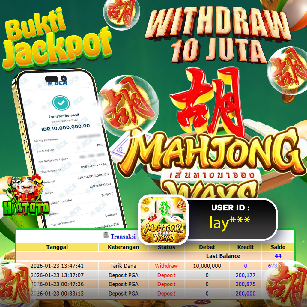 HIATOTO JACKPOT!!! Jackpot MAHJONG WAYS  Sebesar Rp,10.000.000 Juta Di Bayar Lunas!