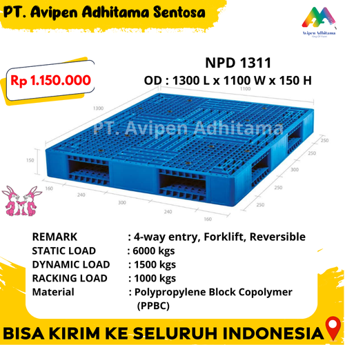 Pallet Plastik Reversible Logistik Type NPD 1311.png