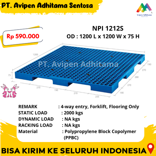 Pallet Plastik Low Height Forklift Only Type NPI 1212S