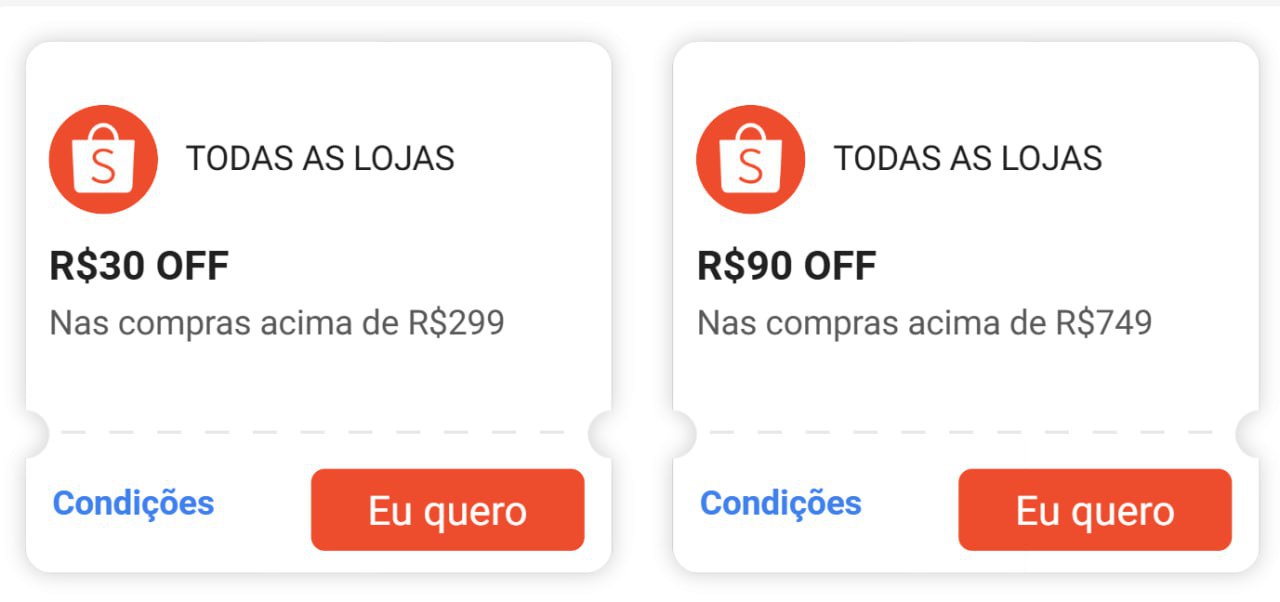Cupons Shopee, para resgatar na pagina