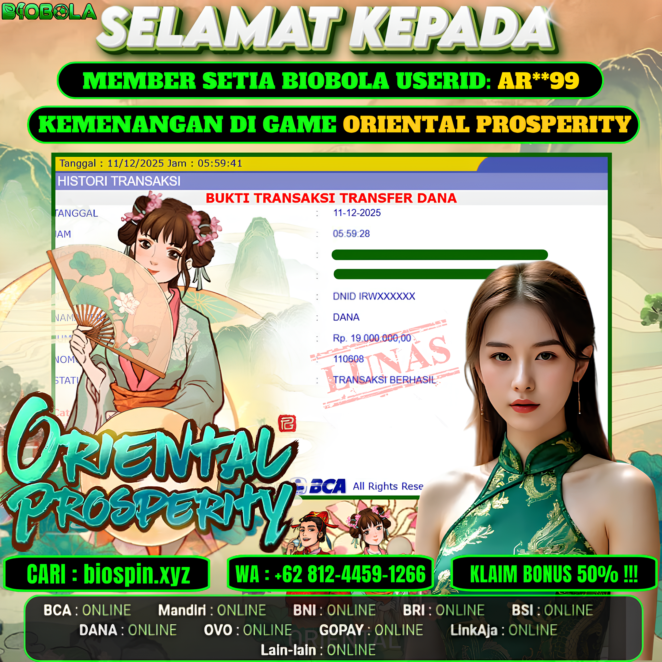 JP ORIENTAL PROSPERITY 19JT DI BAYR LUNAS !!