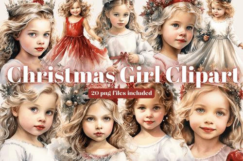 Christmas Princess Girl Clipart Bundle 72712374.png