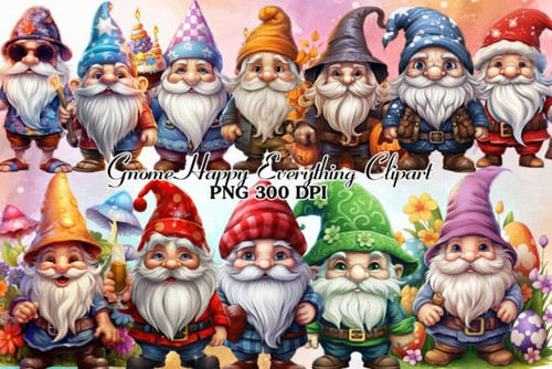 Cute Gnome Happy Everything Clipart 75834575.jpg