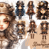Chibi Steampunk Watercolor Clipart 76940193