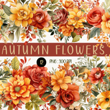 Autumn Flowers Watercolor Clipart PNG 76939405