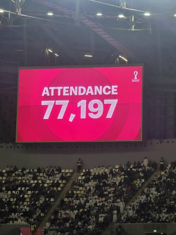 ثاني أكبر حضور في كأس العرب، حيث شهدت مباراة المنتخب الفلسطيني الفدائي أمام نظيره السعودي حضور أكثر من 77 ألف متفرج....
