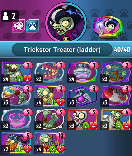 Combo Control
Spark cost: 69,400
Remove plants throughout the match while Trick or Treater scales your side of the board. End off with Trickster inside Area 22