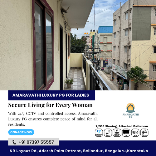 Your safety matters every hour at Amaravathi Luxury PG for Ladies.